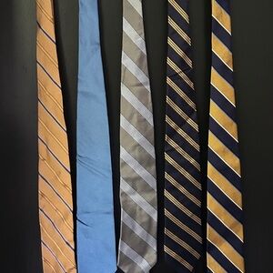 Brooks Brothers- Silk Necktie Collection with Stripes in Blue Gray and Gold
